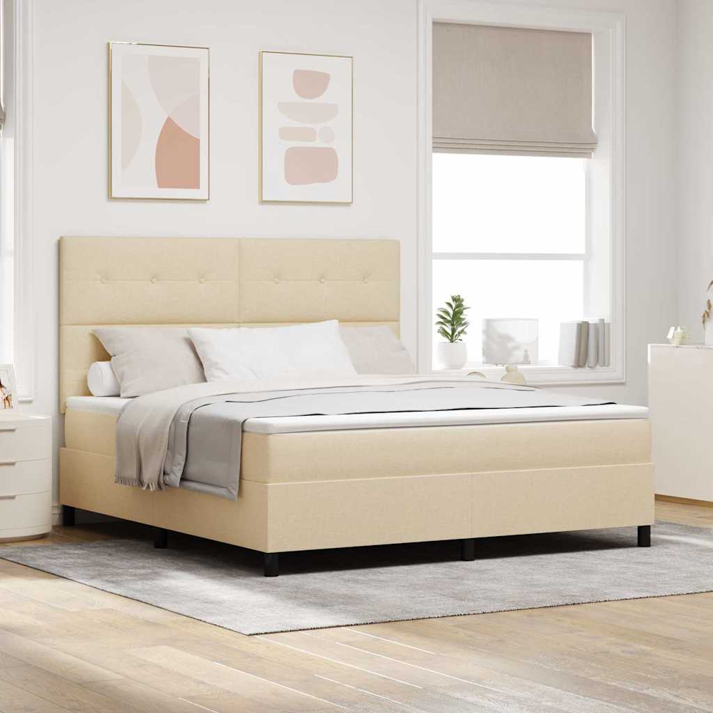 Letto a molle con testiera Crema 180 x 200 cm Tessuto