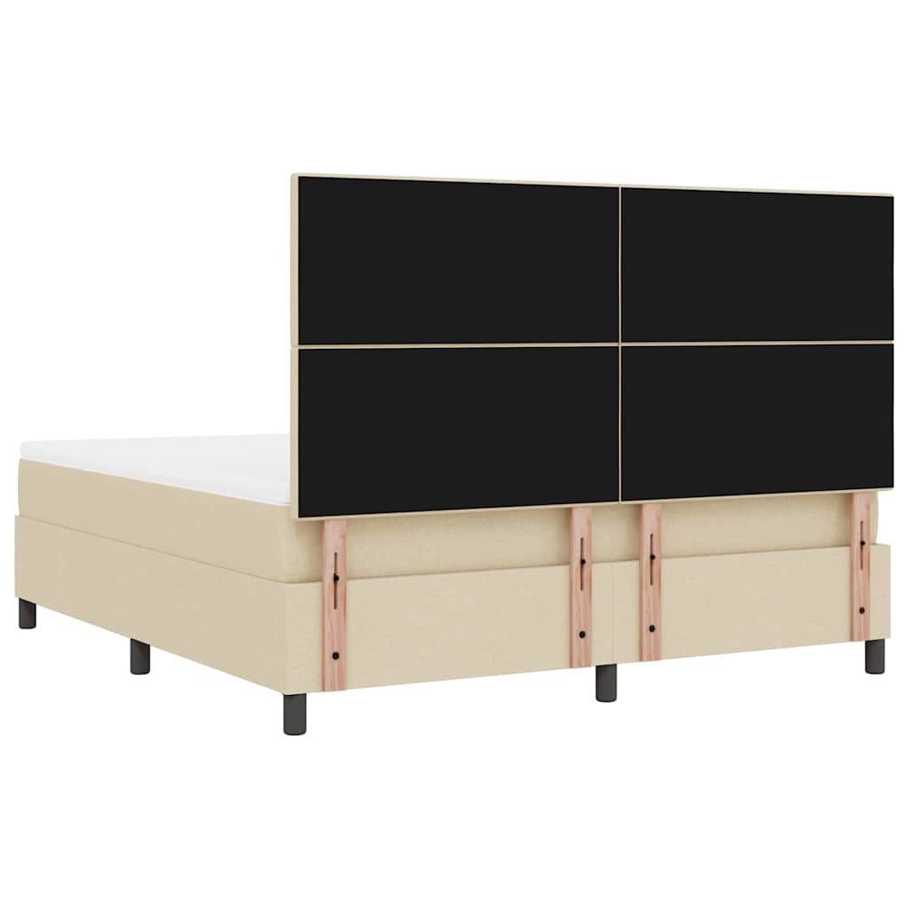 Letto a molle con testiera Crema 180 x 200 cm Tessuto