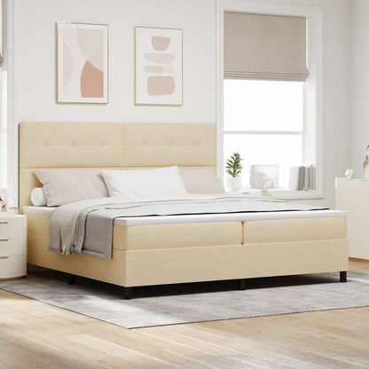 Letto a molle con materasso Crema 200 x 200 cm Tessuto | homemem39