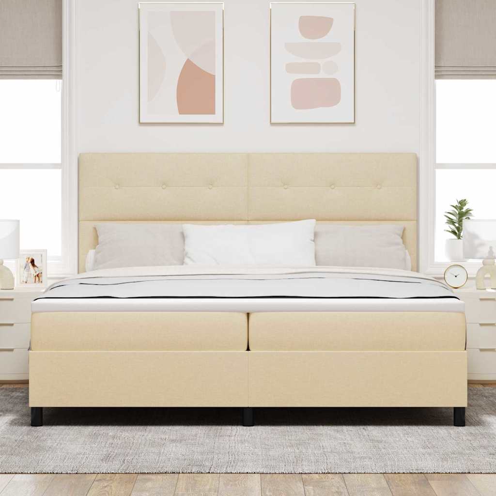 Letto a molle con materasso Crema 200 x 200 cm Tessuto | homemem39