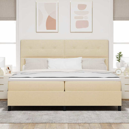 Letto a molle con materasso Crema 200 x 200 cm Tessuto | homemem39