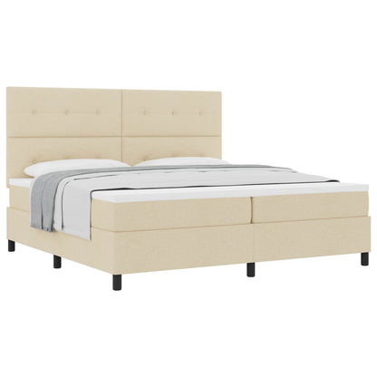 Letto a molle con materasso Crema 200 x 200 cm Tessuto | homemem39