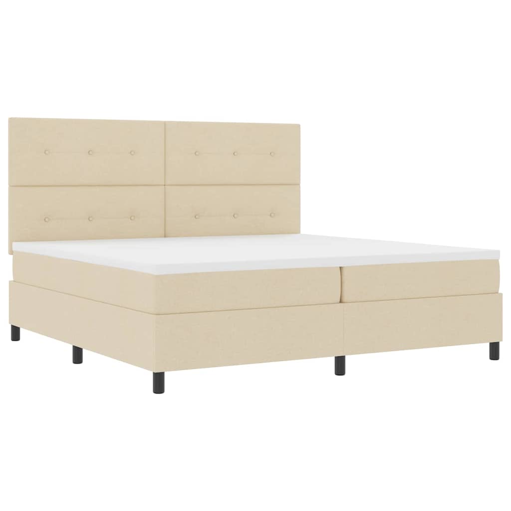 Letto a molle con materasso Crema 200 x 200 cm Tessuto | homemem39