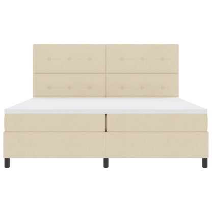 Letto a molle con testiera Crema 200 x 200 cm Tessuto