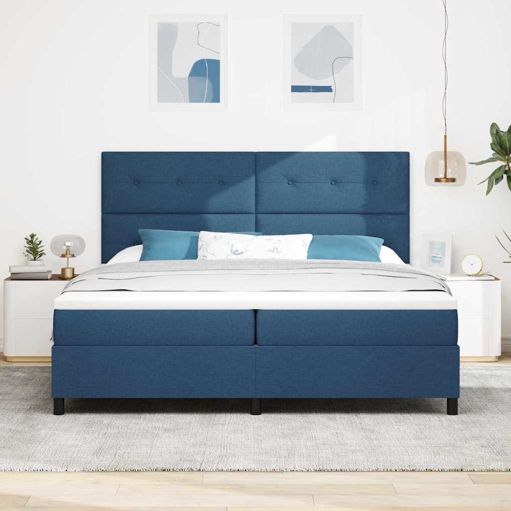 Letto a molle con materasso Blu 200 x 200 cm Tessuto