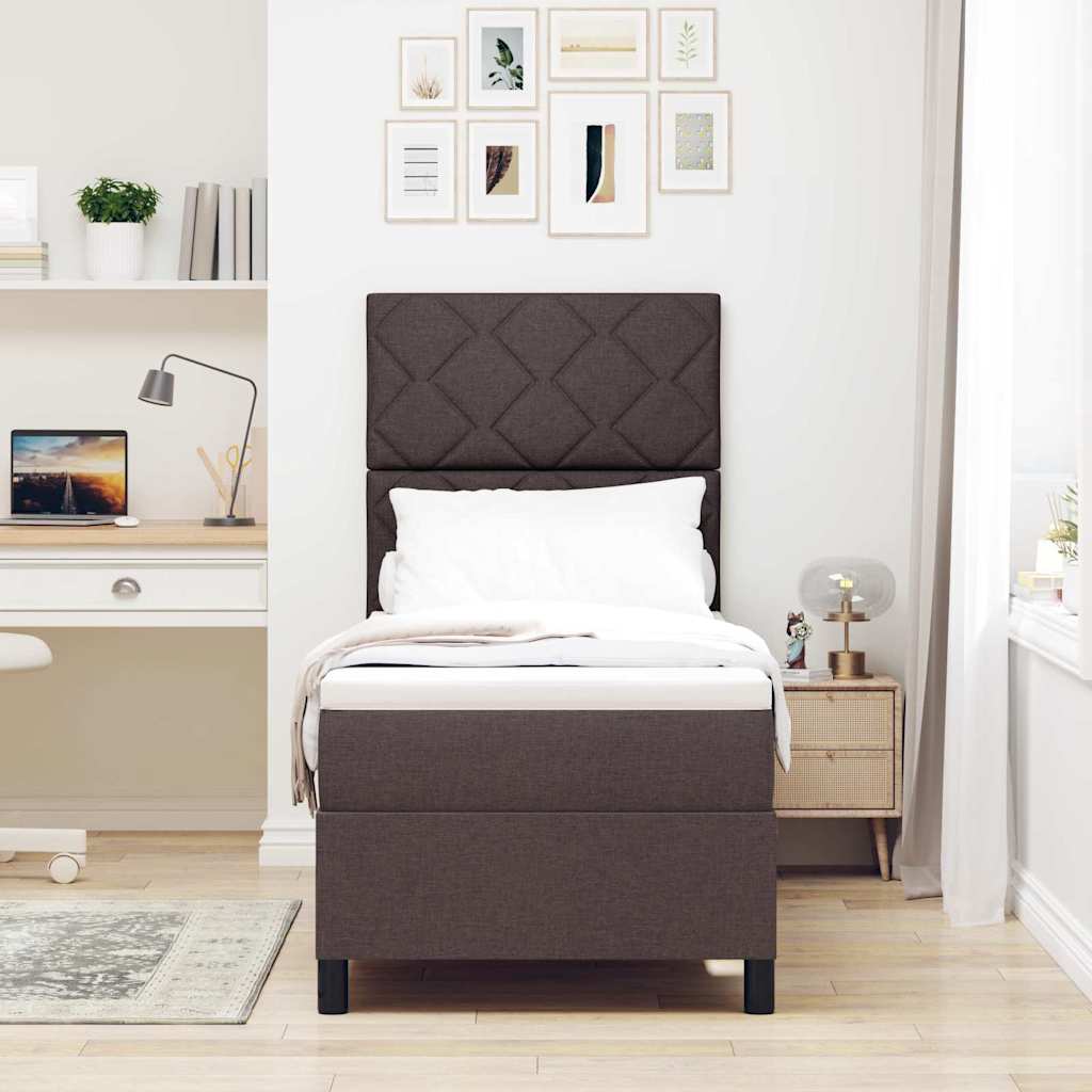 Letto a molle con testiera Marrone Scuro 80 x 200 cm Tessuto | homemem39