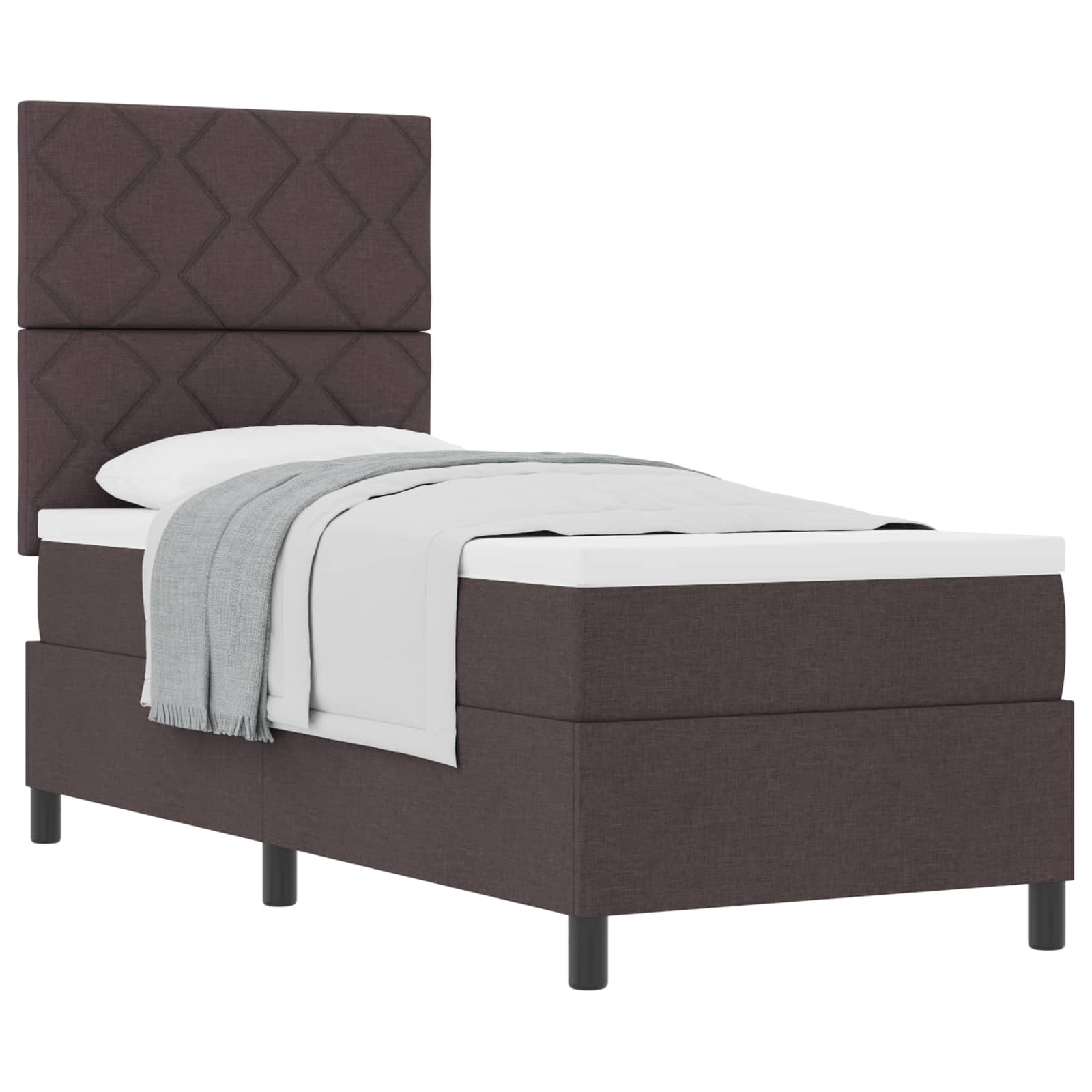 Letto a molle con testiera Marrone Scuro 80 x 200 cm Tessuto | homemem39
