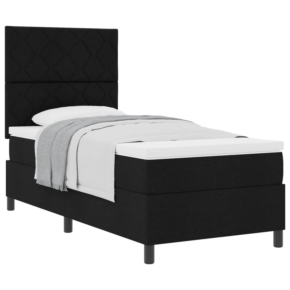 Letto a molle con testiera Nero 90 x 200 cm Tessuto | homemem39