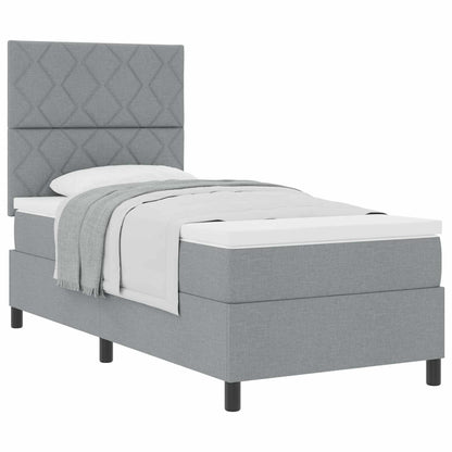 Letto a molle con materasso Grigio chiaro 100 x 200 cm Tessuto