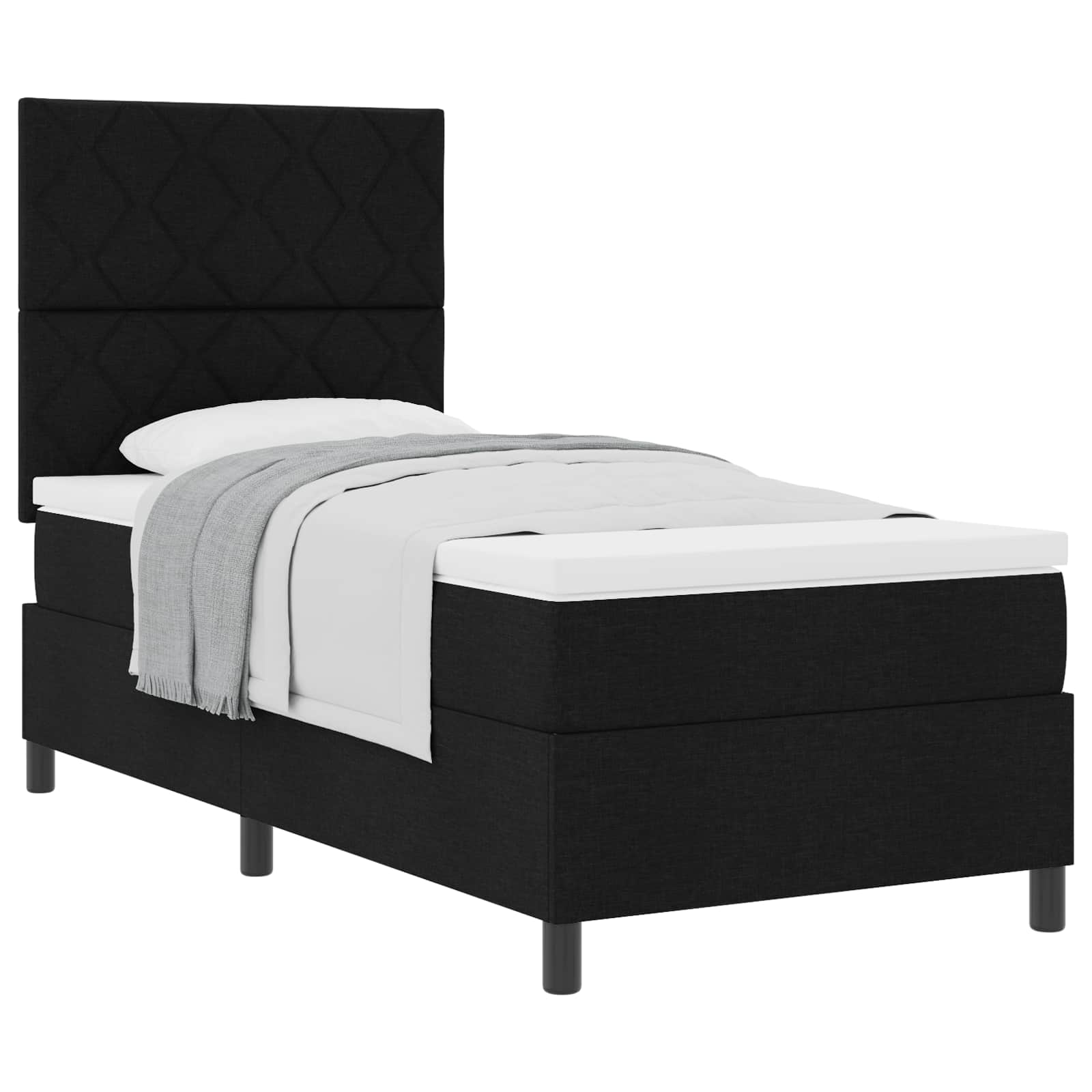 Letto a molle con materasso Nero 100 x 200 cm Tessuto | homemem39