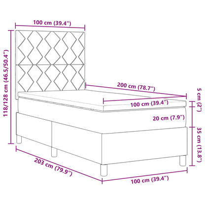 Letto a molle con materasso Crema 100 x 200 cm Tessuto