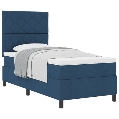 Letto a molle con materasso Blu 100 x 200 cm Tessuto