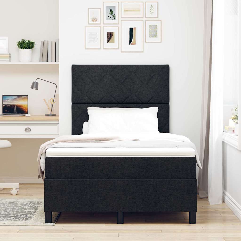 Letto a molle con materasso Nero 120 x 190 cm Tessuto | homemem39
