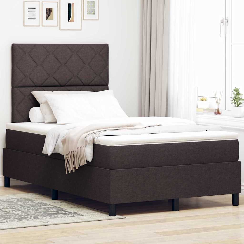 Letto a molle con materasso Marrone Scuro 120 x 190 cm Tessuto | homemem39