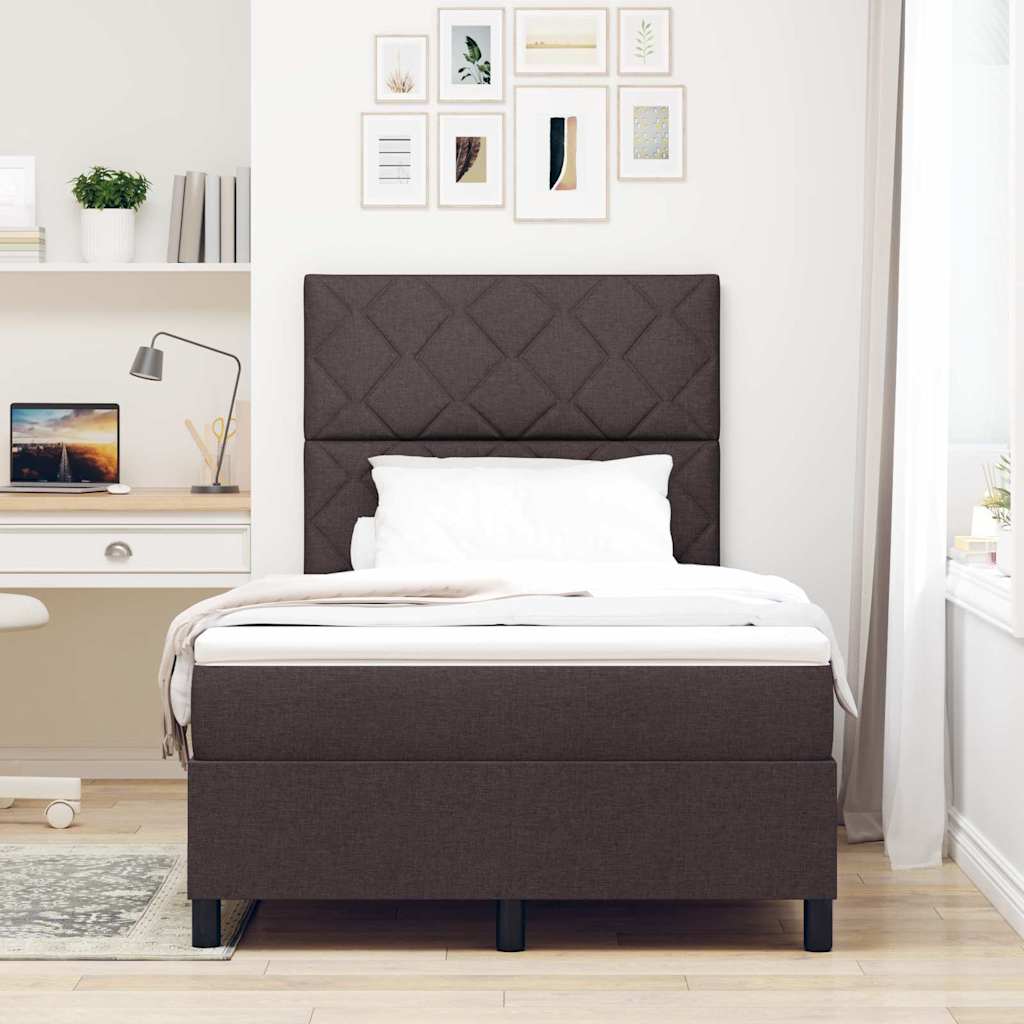Letto a molle con materasso Marrone Scuro 120 x 190 cm Tessuto | homemem39