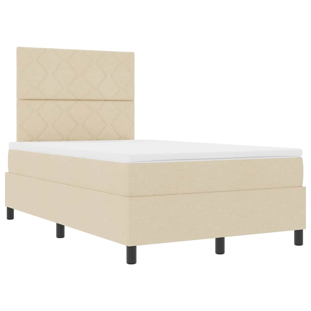 Letto a molle con materasso Crema 120 x 190 cm Tessuto