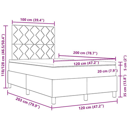 Letto a molle con materasso Nero 120 x 200 cm Tessuto