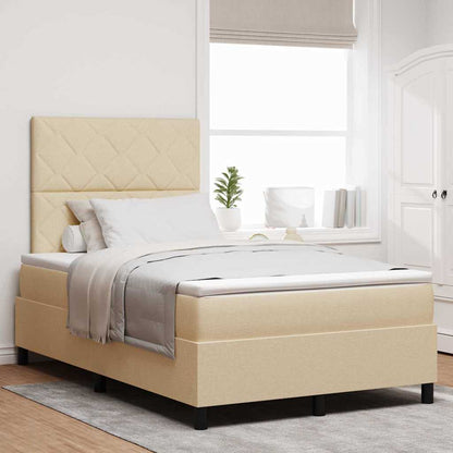 Letto a molle con materasso Crema 120 x 200 cm Tessuto