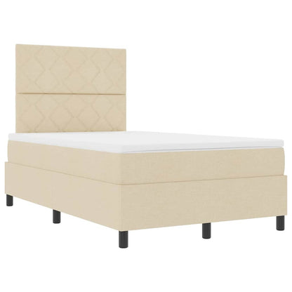 Letto a molle con materasso Crema 120 x 200 cm Tessuto