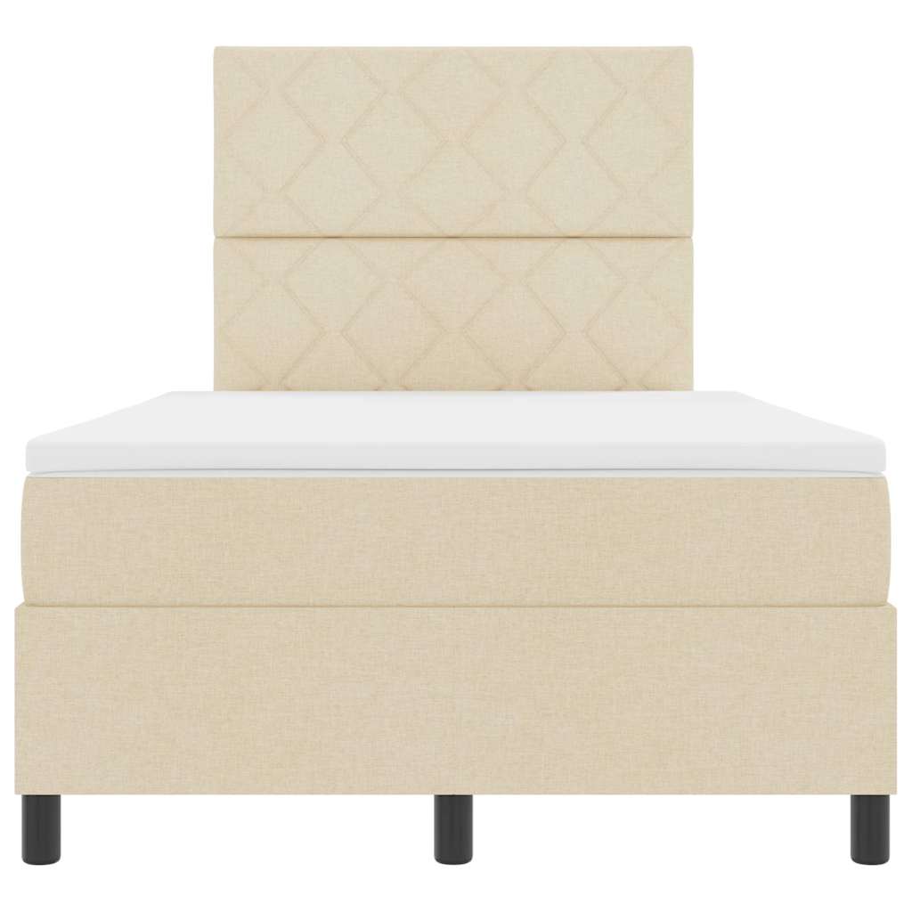Letto a molle con testiera Crema 120 x 200 cm Tessuto