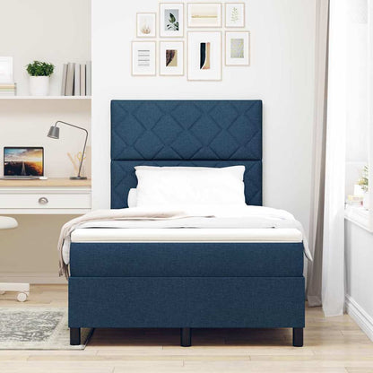 Letto a molle con materasso Blu 120 x 200 cm Tessuto