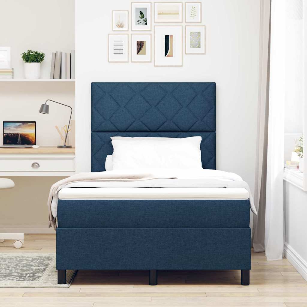 Letto a molle con testiera Blu 120 x 200 cm Tessuto