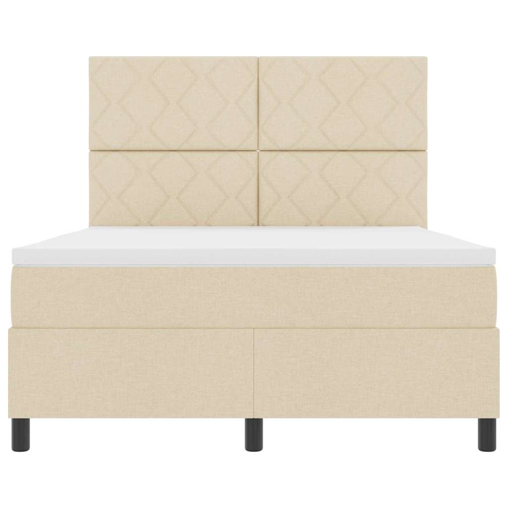 Letto a molle con testiera Crema 140 x 190 cm Tessuto | homemem39