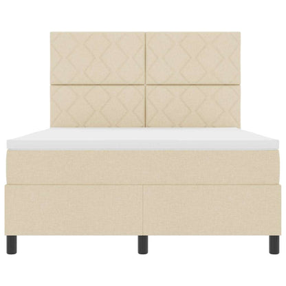 Letto a molle con testiera Crema 140 x 190 cm Tessuto | homemem39