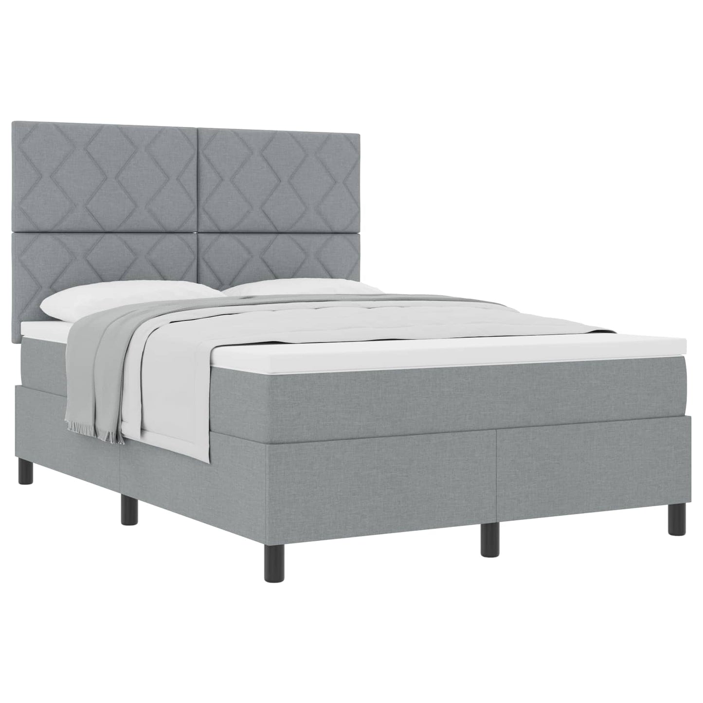Letto a molle con materasso Grigio chiaro 160 x 200 cm Tessuto