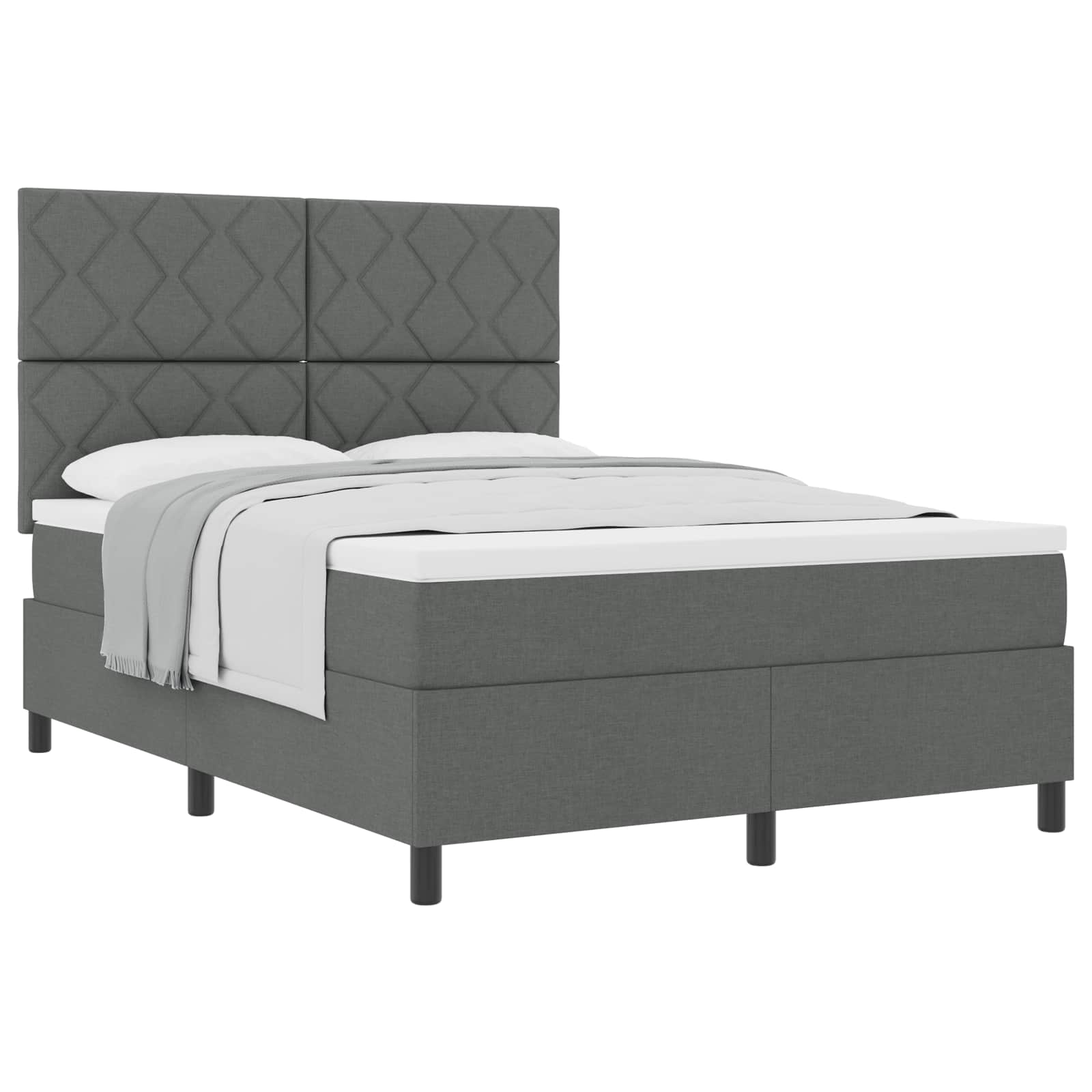 Letto a molle con testiera Grigio scuro 160 x 200 cm Tessuto | homemem39