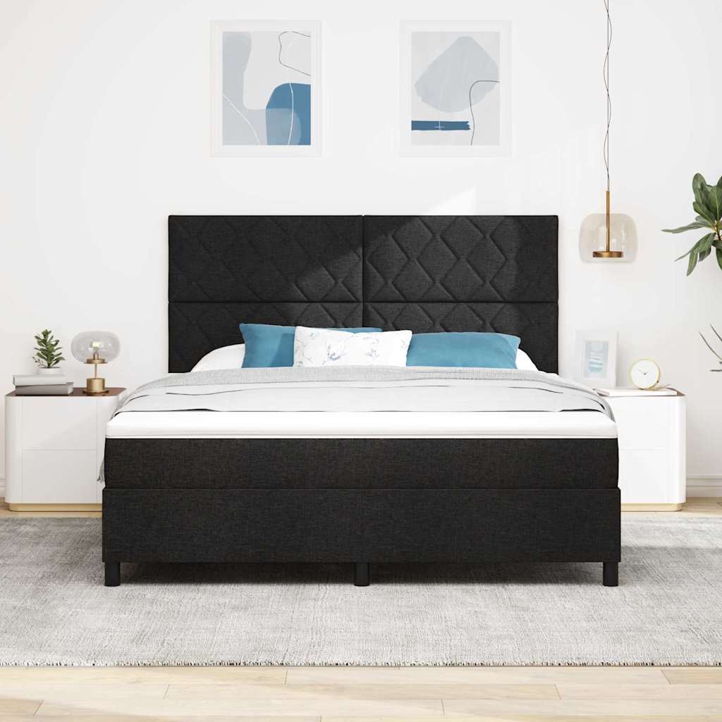 Letto a molle con testiera Nero 180 x 200 cm Tessuto | homemem39