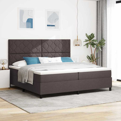 Letto a molle con materasso Marrone Scuro 200 x 200 cm Tessuto | homemem39