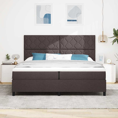 Letto a molle con materasso Marrone Scuro 200 x 200 cm Tessuto | homemem39
