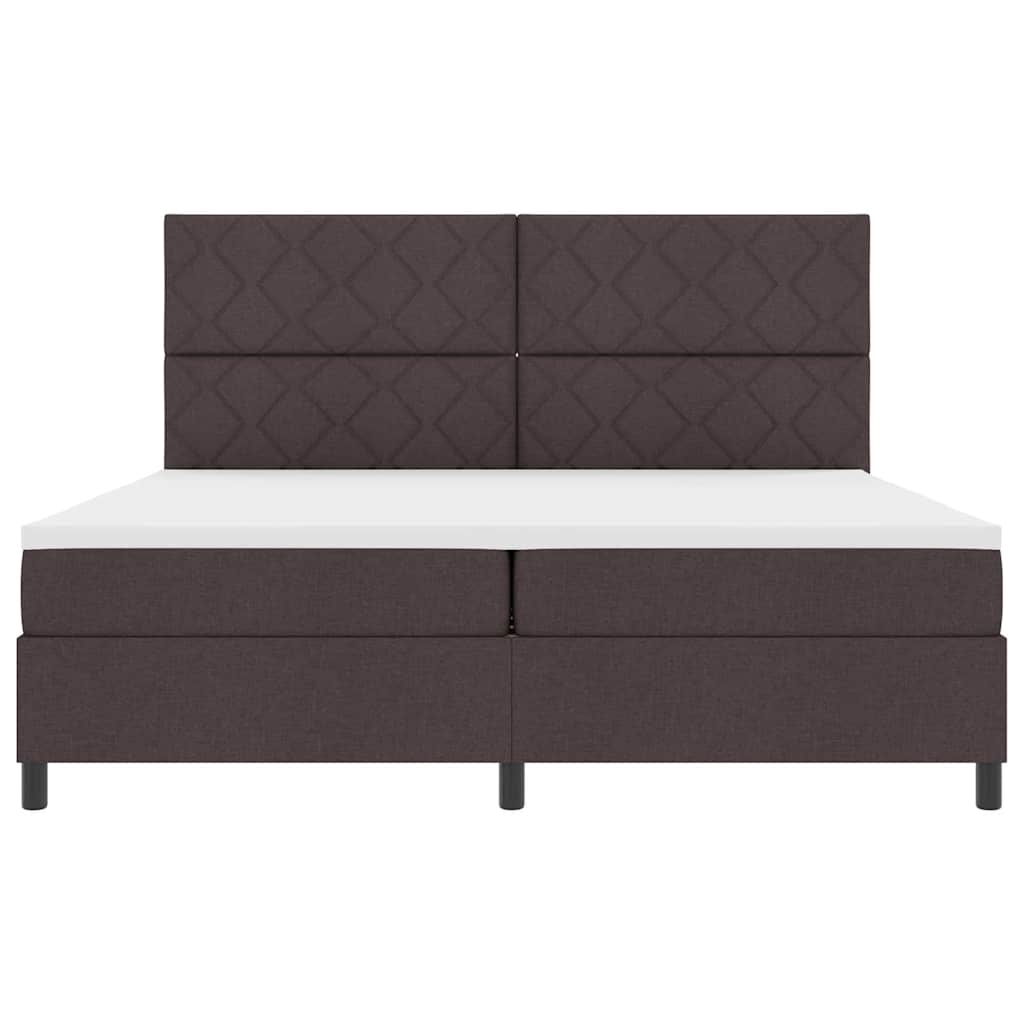 Letto a molle con materasso Marrone Scuro 200 x 200 cm Tessuto | homemem39