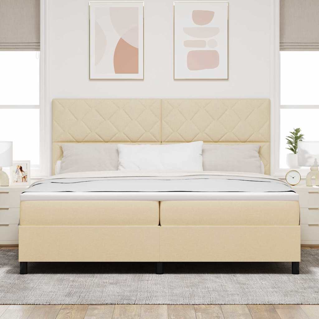 Letto a molle con materasso Crema 200 x 200 cm Tessuto | homemem39