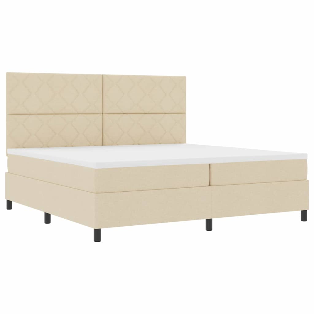 Letto a molle con materasso Crema 200 x 200 cm Tessuto | homemem39