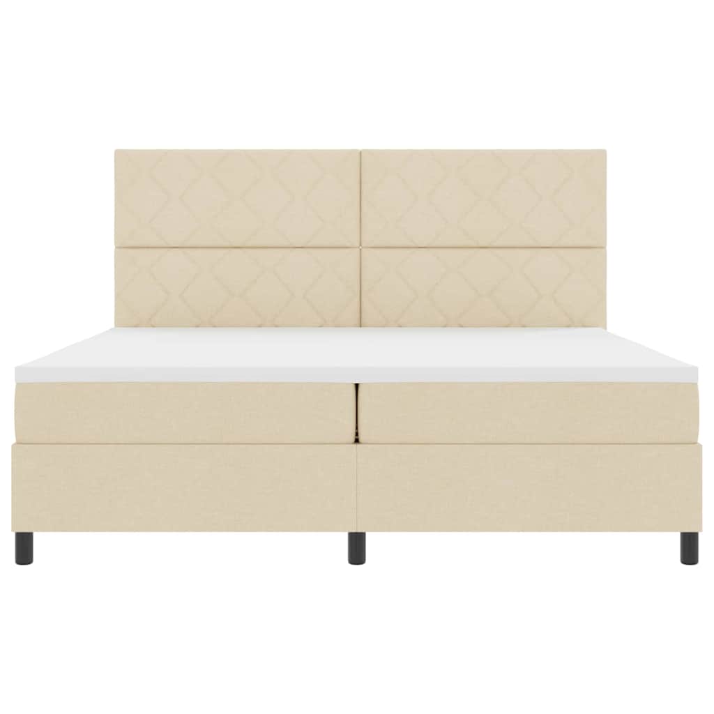 Letto a molle con materasso Crema 200 x 200 cm Tessuto | homemem39