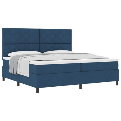 Letto a molle con materasso Blu 200 x 200 cm Tessuto