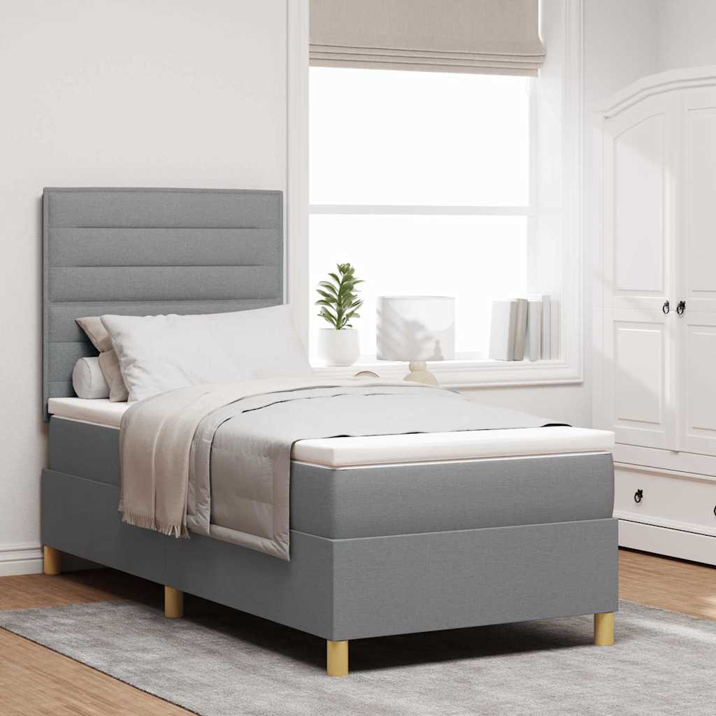 Letto a molle con materasso Grigio chiaro 80 x 200 cm Tessuto