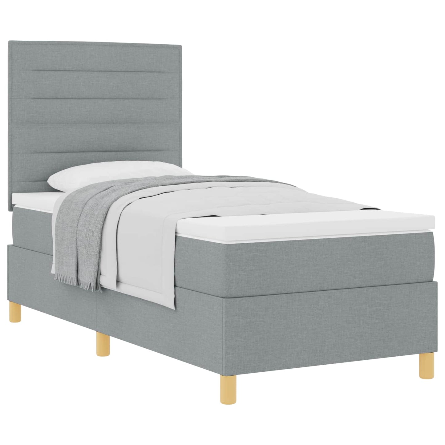 Letto a molle con materasso Grigio chiaro 80 x 200 cm Tessuto