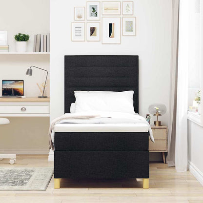 Letto a molle con materasso Nero 80 x 200 cm Tessuto