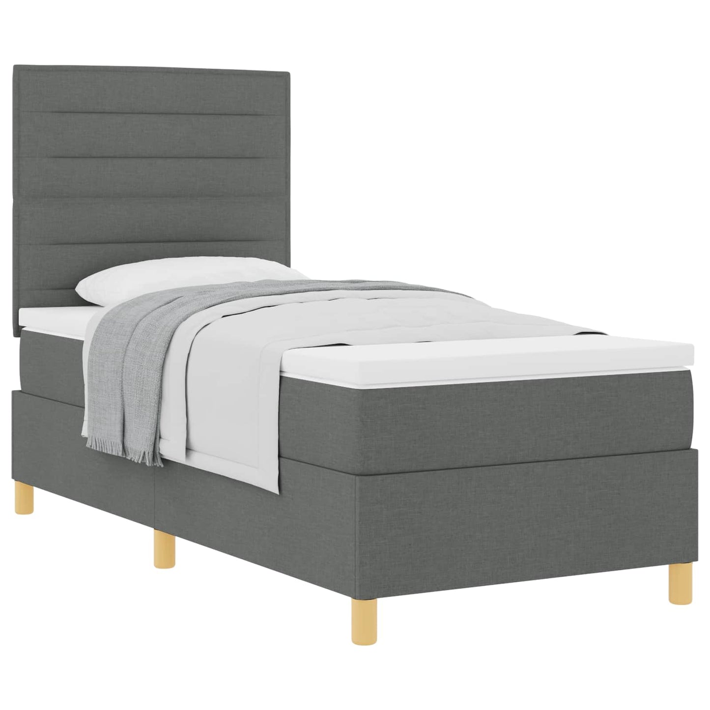 Letto a molle con materasso Grigio scuro 90 x 190 cm Tessuto | homemem39