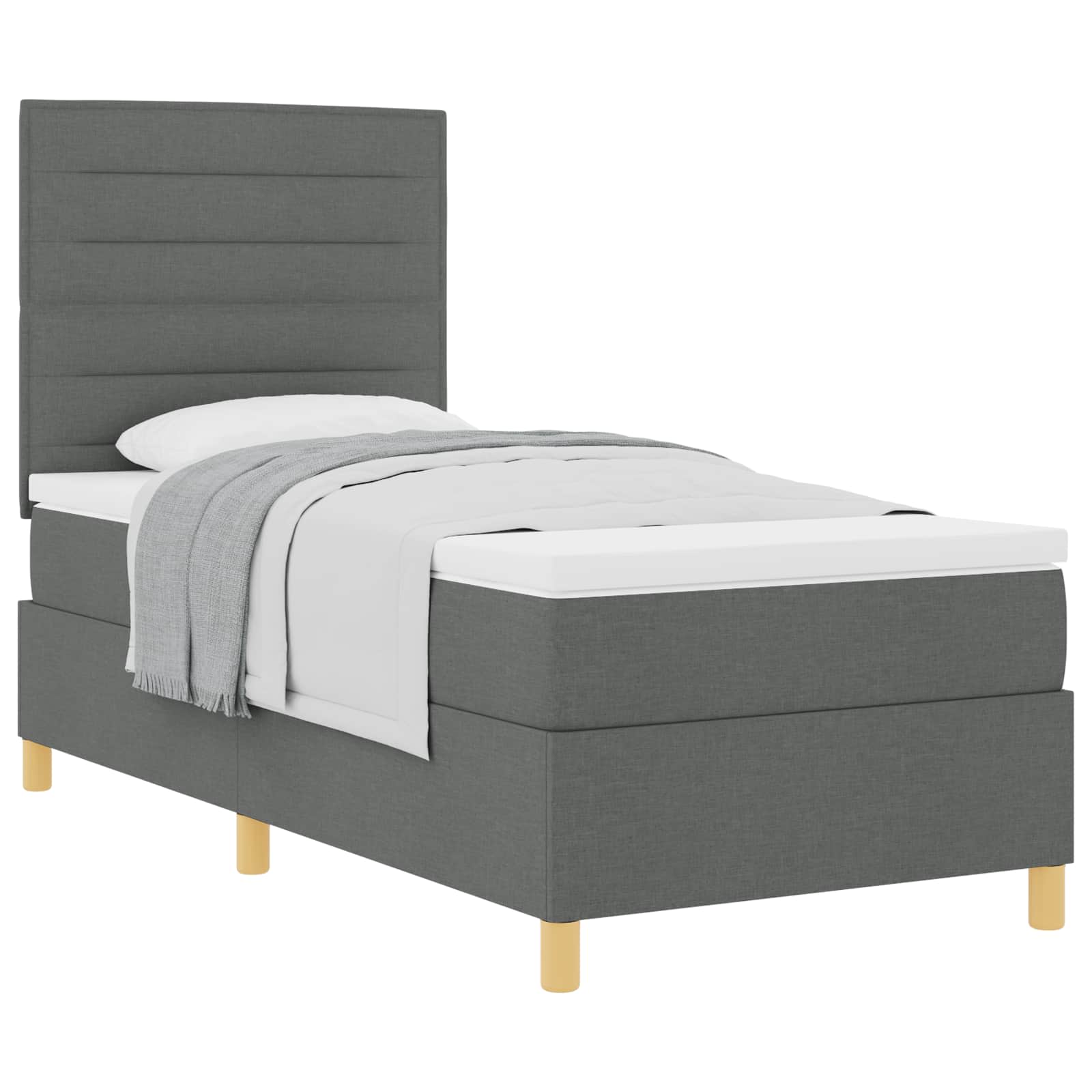 Letto a molle con materasso Grigio scuro 90 x 190 cm Tessuto | homemem39