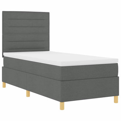 Letto a molle con materasso Grigio scuro 90 x 190 cm Tessuto | homemem39