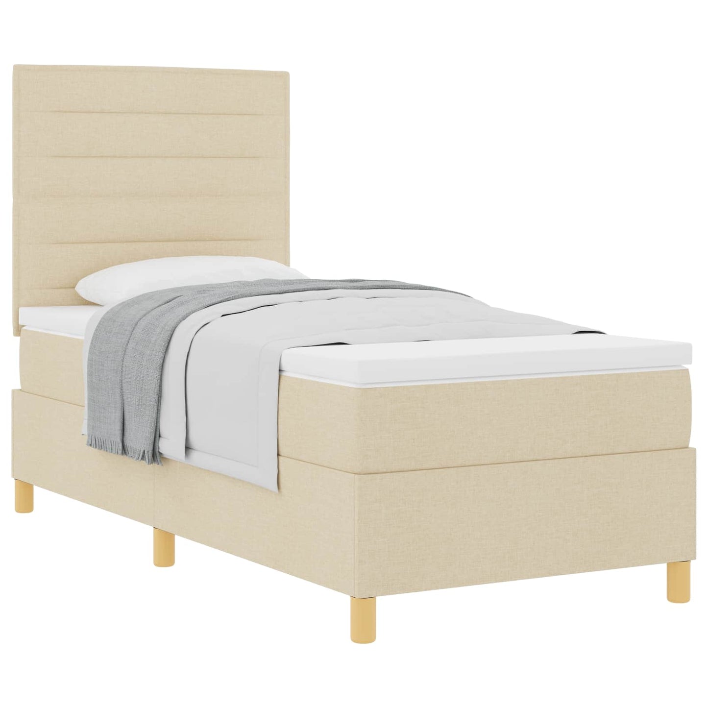 Letto a molle con materasso Crema 90 x 190 cm Tessuto