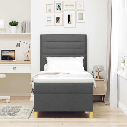 Letto a molle con materasso Grigio scuro 90 x 200 cm Tessuto | homemem39