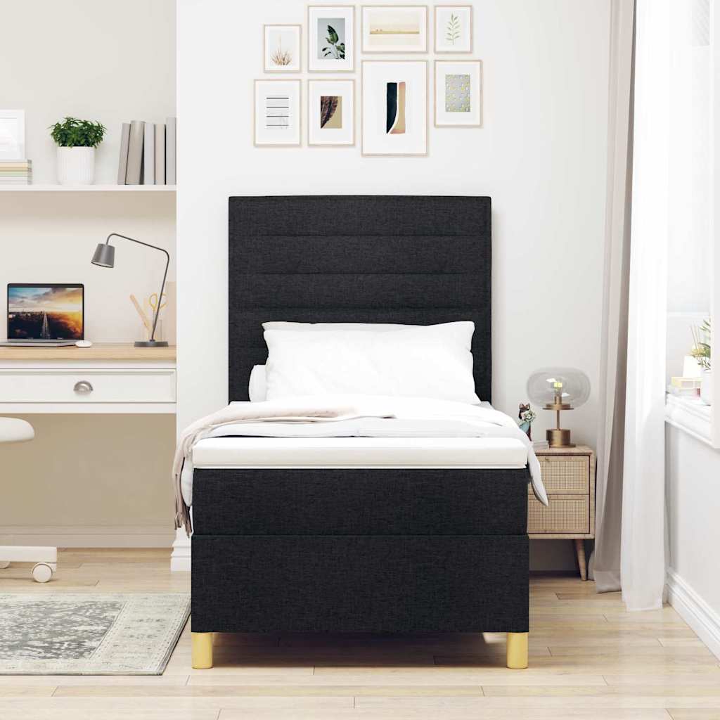 Letto a molle con materasso Nero 90 x 200 cm Tessuto | homemem39