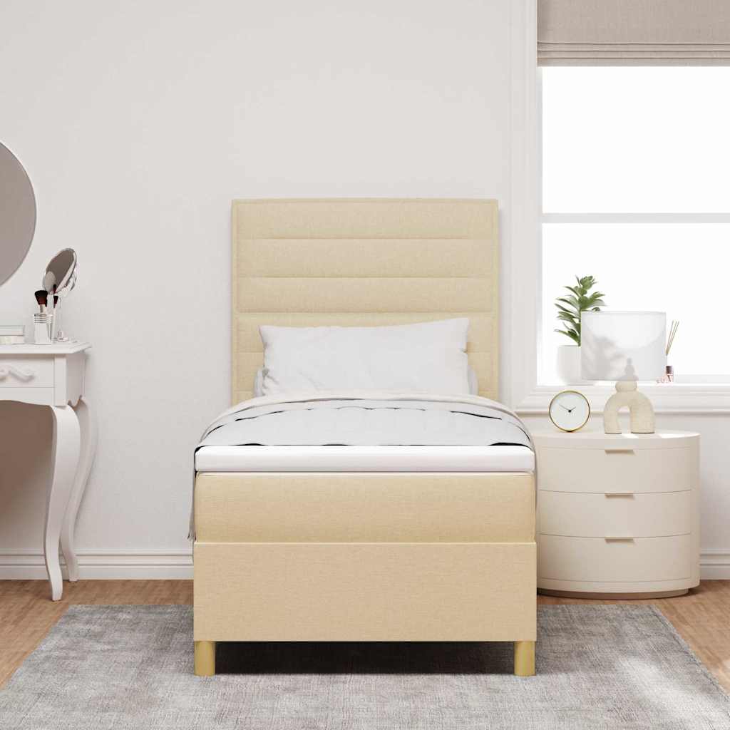 Letto a molle con materasso Crema 90 x 200 cm Tessuto | homemem39