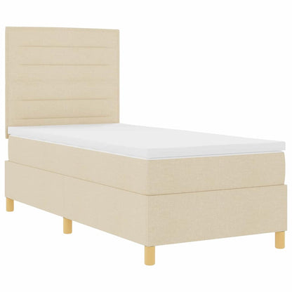 Letto a molle con materasso Crema 90 x 200 cm Tessuto | homemem39
