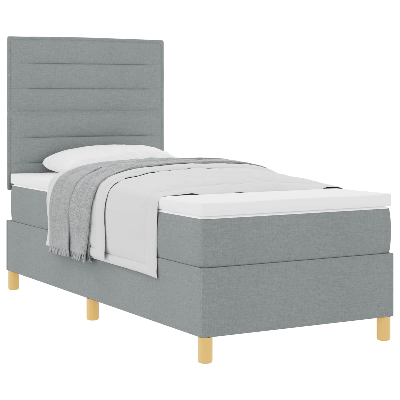 Letto a molle con materasso Grigio chiaro 100 x 200 cm Tessuto | homemem39